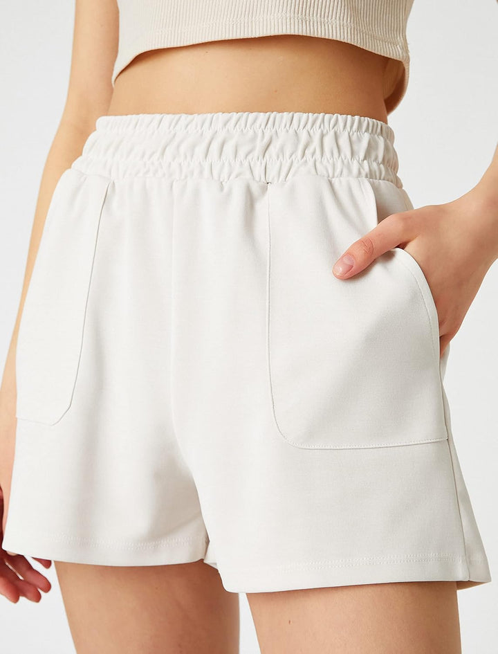 Koton Damen Elastic Waist Pocket Shorts M Stone (080), M Stone (080)