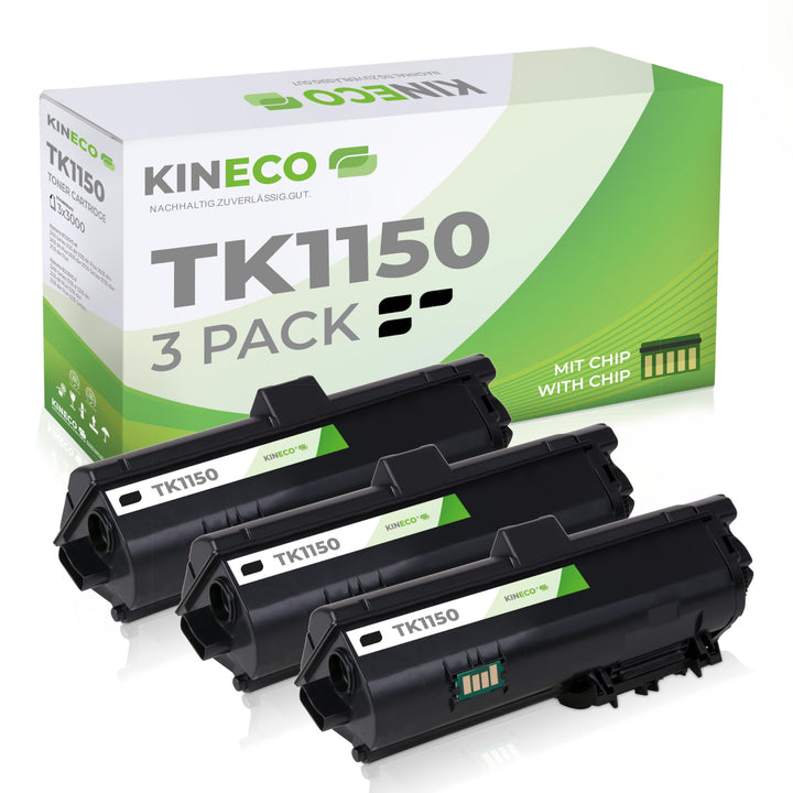 Kineco 3 Toner kompatibel mit Kyocera TK-1150 für Kyocera Ecosys P2235dn P2235dw M2135 M2635 M2735dw