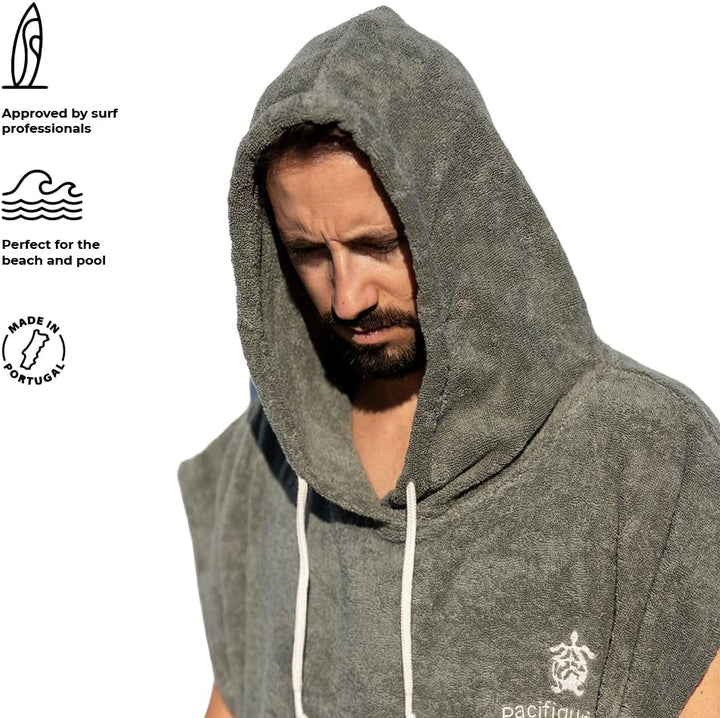 Pacifique Sud - Poncho Grün ärmelloser Poncho - Large - 100% Baumwolle Premium - Made in Portugal
