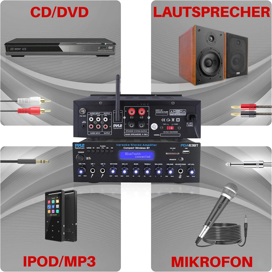 Pyle Verstärker, AV Receiver, Mini Verstärker, Stereo, Bluetooth, 200W-Amplifier, Stereo Receiver –