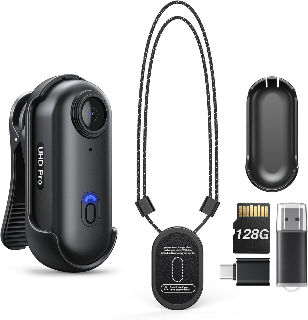 BOBLOV W4 4K Bodycam Körperkamera Mini, Body Cam mit 360° drehbarem Clip und Magnetclip, 90 Minuten