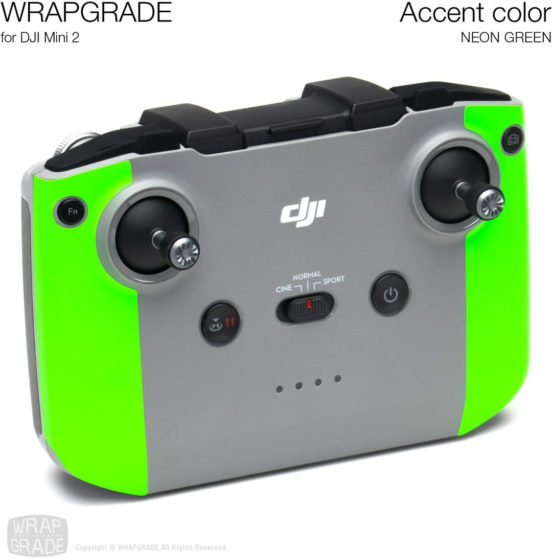 Wrapgrade Skin Sticker Set Kompatibel mit DJI Mini 2 | Akzentfarbe (NEON GREEN), Neon Green