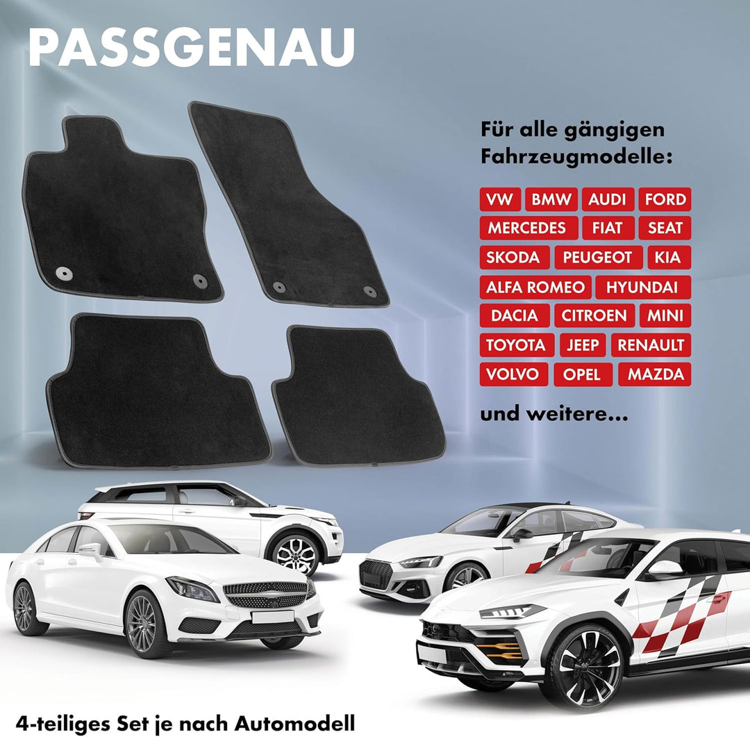 Walser Premium Auto Teppiche kompatibel mit Dacia Logan 08/2004-Heute, 100% passgenaue Auto Fussmatt