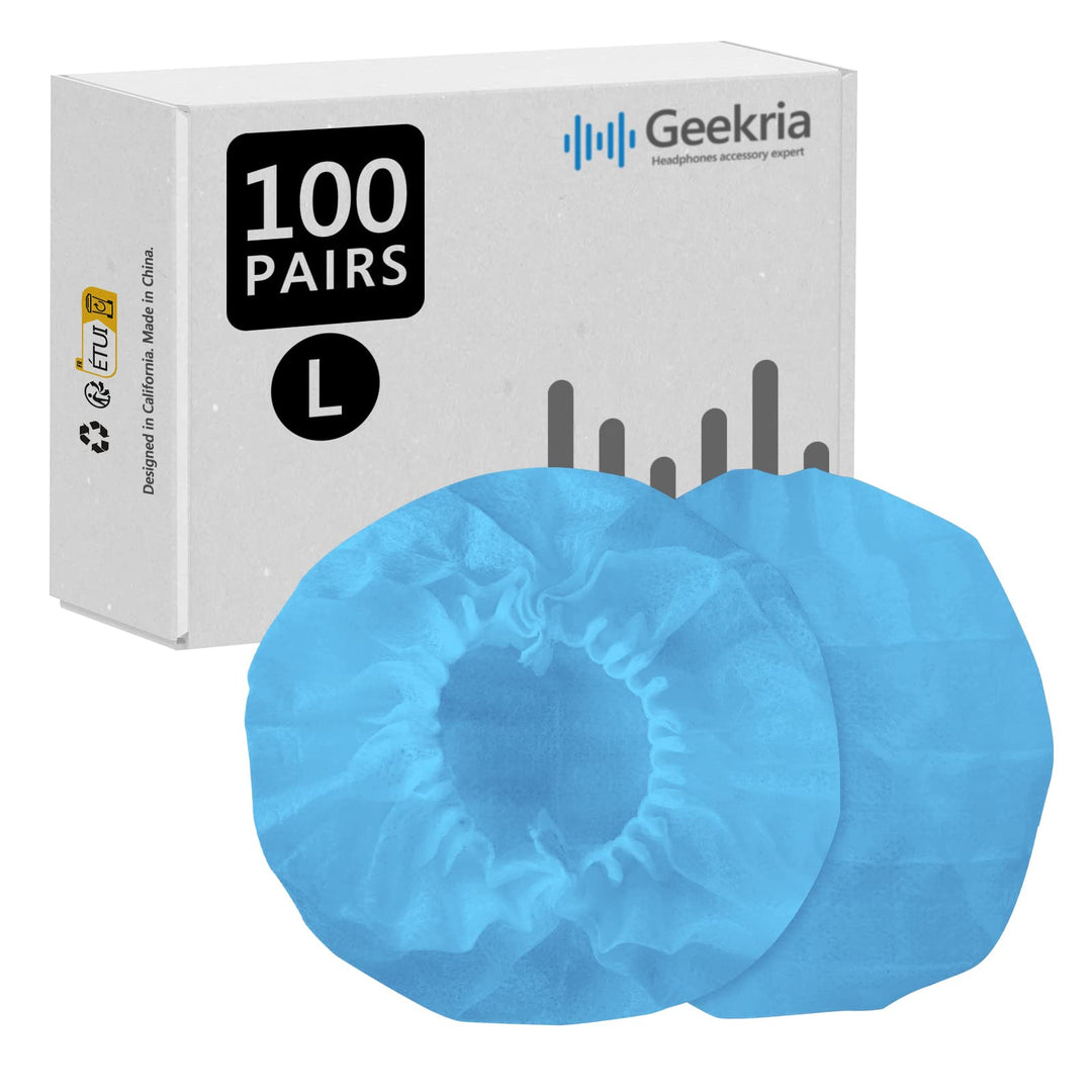 Geekria 100 Paar grosse Einweg-Kopfhörerabdeckungen aus Vliesstoff, Ohrpolster, dehnbare Sanitär-Ohr