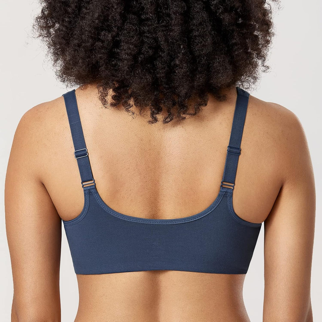DELIMIRA Damen BH mit Vorderverschluss Bügel Spitzen BHS Grosse Brüste Soft Vollschalen Ungefüttert