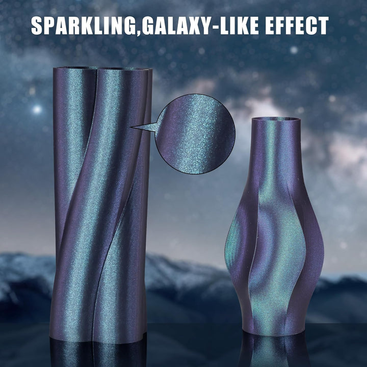 TINMORRY 4er Set Galaxy PLA Filament 1,75mm (je 750g 750g) für 3D-Drucker - Farbe: Magenta + Grün +