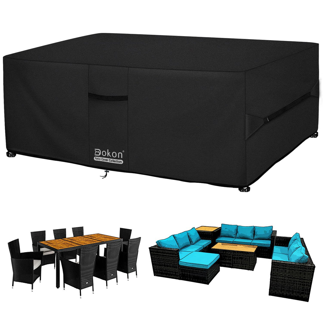 Dokon Abdeckung für Gartenmöbel Wasserdicht, 270x210x90cm, Gartentisch Schutzhülle mit Belüftungsöff