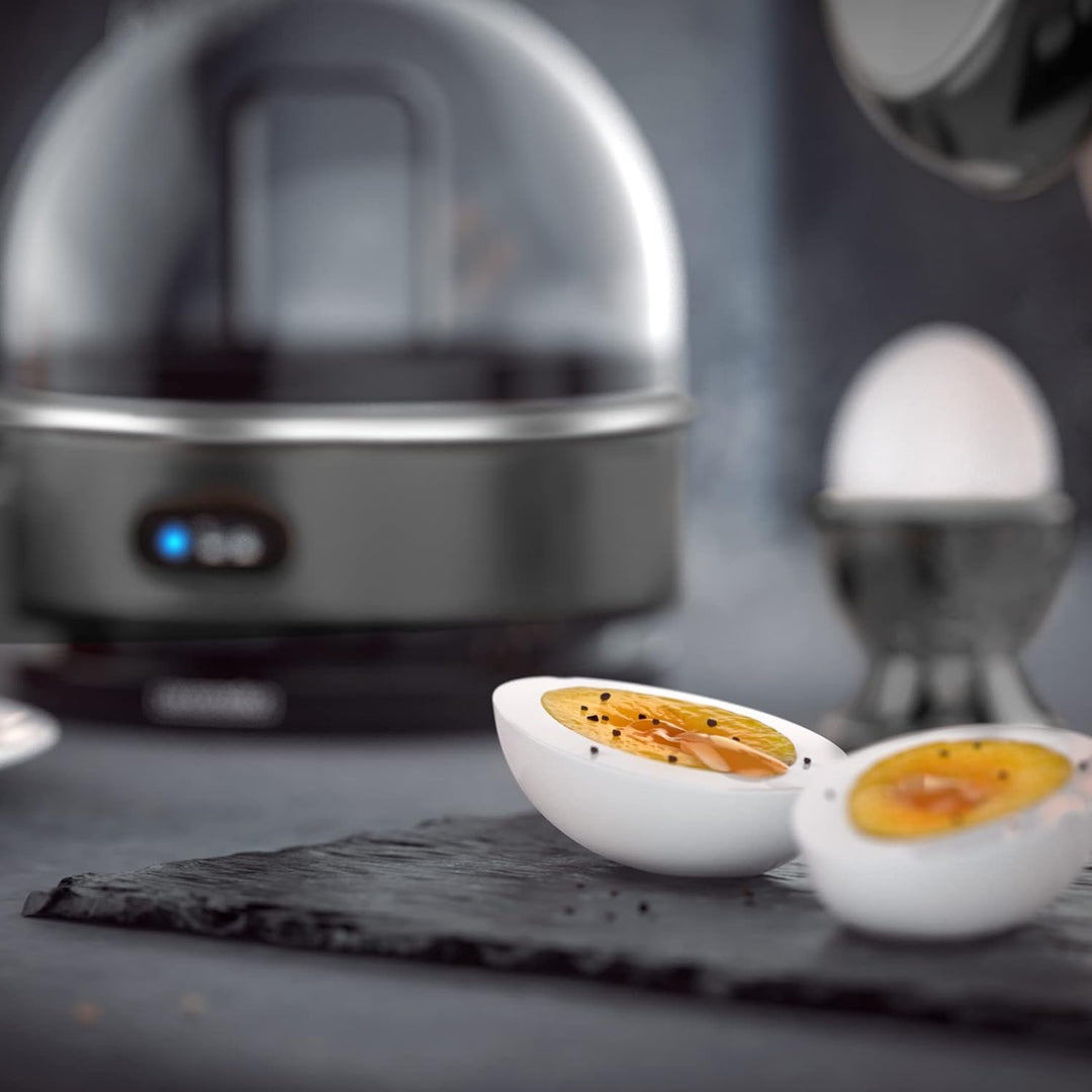 Arendo - SET Toaster MANHA mit Eierkocher SEVENCOOK Edelstahl Grau, Toaster 4 Scheiben, LED-Display,