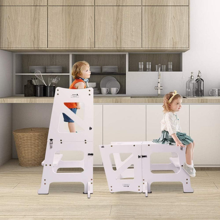 2in1 Lernturm Kinder Tritthocker Lernstuhl Kinderhocker Faltbarer Kinderschemel für Baby,mit doppels
