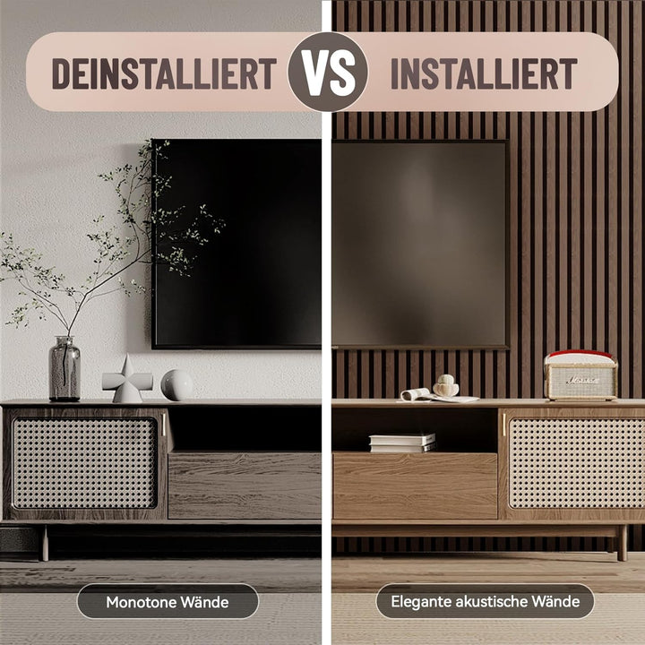 AKK-STAVE Akustikpaneele Holz 240x60 cm (1er-Set 1,44 m²) - Akustik Paneele & Holzpaneele Wand für S