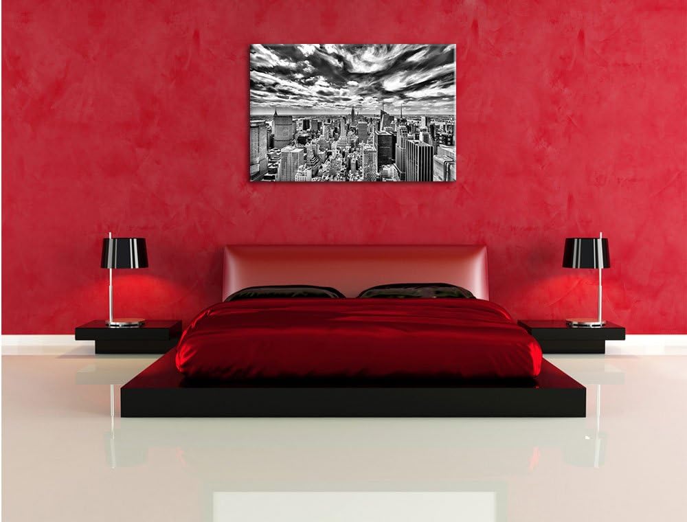Pixxprint New York Skyline / 100x70cm Leinwandbild bespannt auf Holzrahmen/Wandbild Kunstdruck Dekor