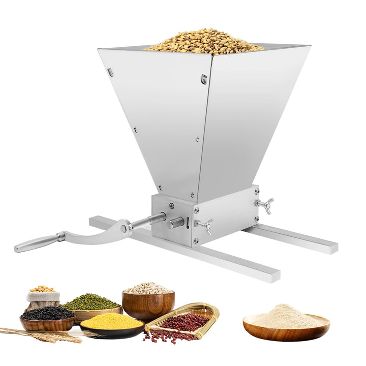 Malzmühle Schrotmühle, 4L Getreidequetsche Manuell mit Kurbelgriff, Getreidebrecher Verstellbaren Wa