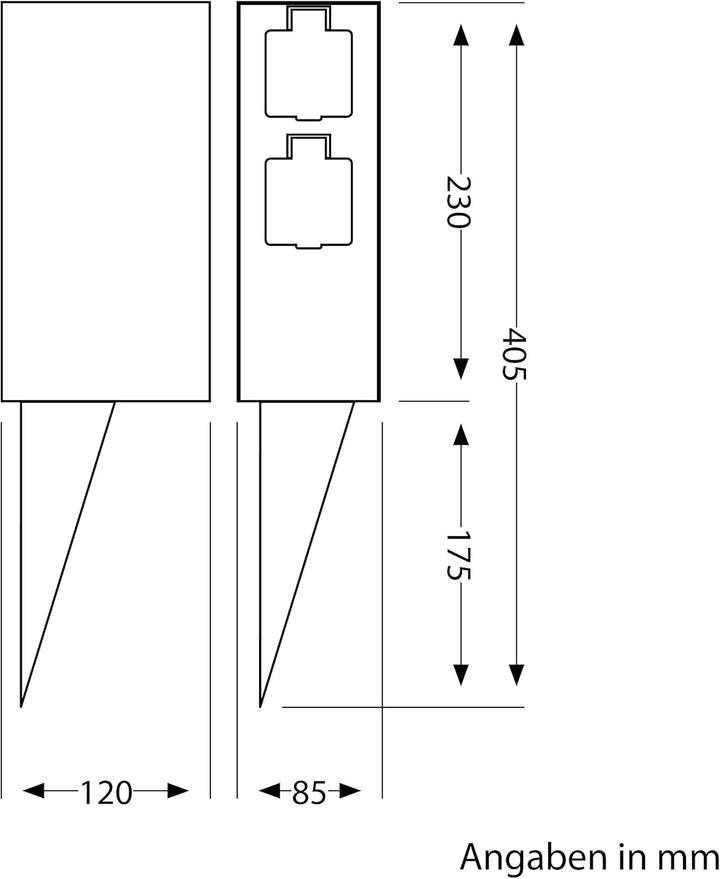 ledscom.de Garten-Steckdosensäule POMI mit Erdspiess und 2m Kabel für aussen, IP44, Smart Home, WLAN