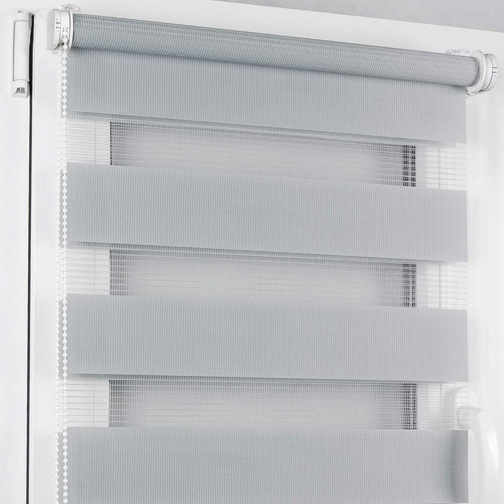 ROLLMAXXX Duo-rollo Doppelrollo Klemmfix ohne Bohren (130 x 150 cm, Hellgrau)