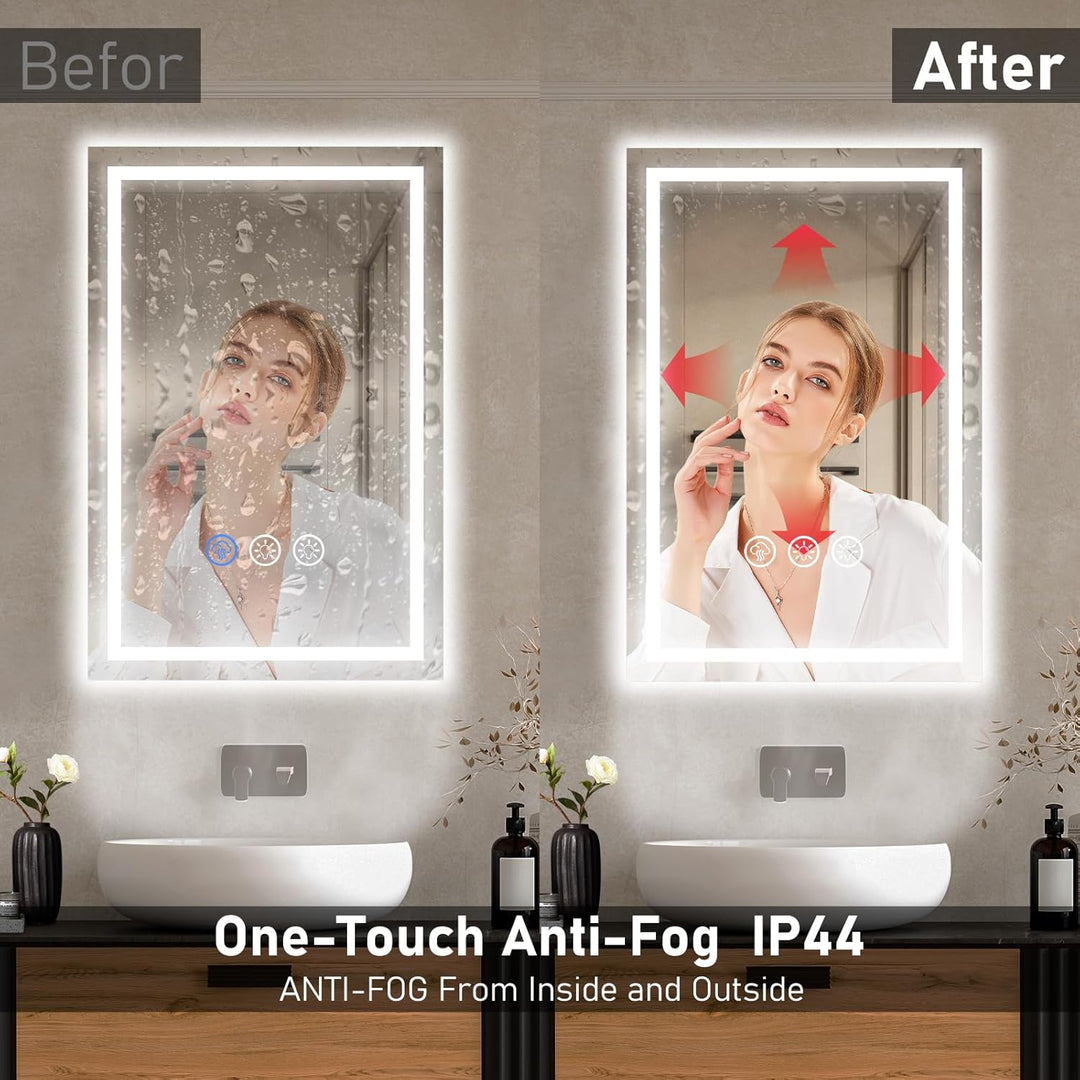 40x60cm Badspiegel mit Beleuchtung LED, Spiegel mit Light, Wandspiegel mit Frontbeleuchtung, Antibes