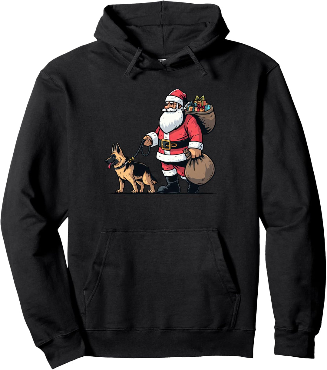 Deutscher Schäferhund Weihnachtsmann Lustiger Hund Weihnachten Pullover Hoodie