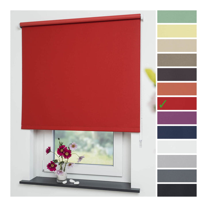 Liedeco® Rollo, Fenster Rollo, Kettenzug-Rollo / 82 x 180 cm (Breite x Höhe), rot/Verdunkelnd, Abdun
