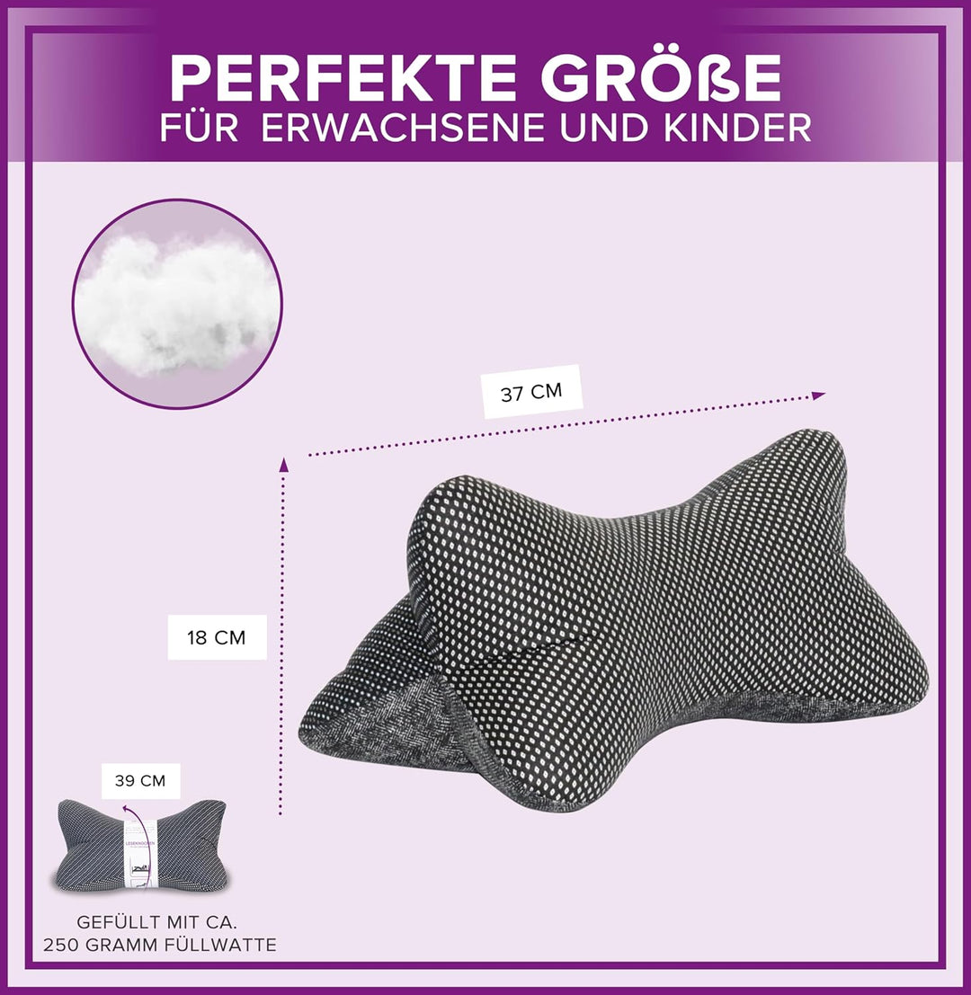 Leseknochen Nackenkissen (Ginko grau) bequem und waschbar! Handgestopft und genäht in Deutschland -