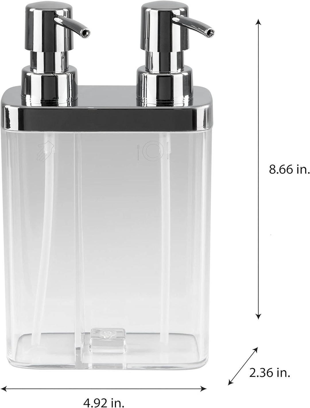 Kitchen Details Seifen- und Lotionspender für Bad und Küche, mit 2 Pumpen, transparent, Transparent