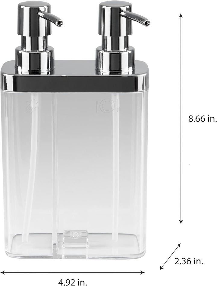 Kitchen Details Seifen- und Lotionspender für Bad und Küche, mit 2 Pumpen, transparent, Transparent
