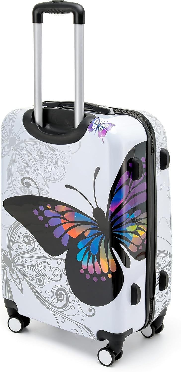 BEIBYE Butterfly 2060 4tlg Reisekoffer Trolley Hartschalen Kofferset (M-56cm), M-56cm