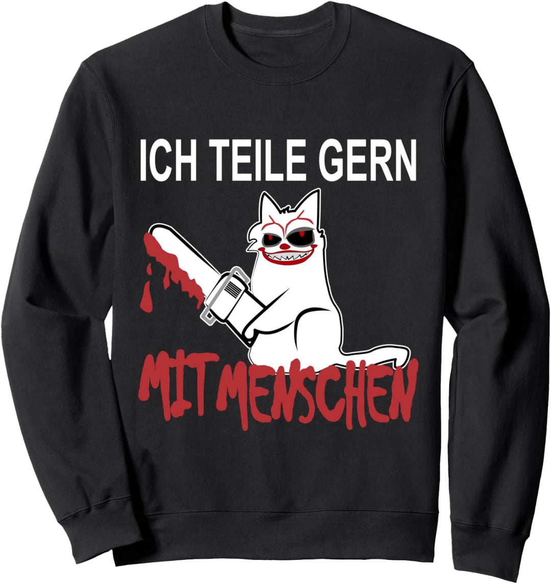 Killer Clown Katze mit Kettensäge ich hasse Menschen Sweatshirt