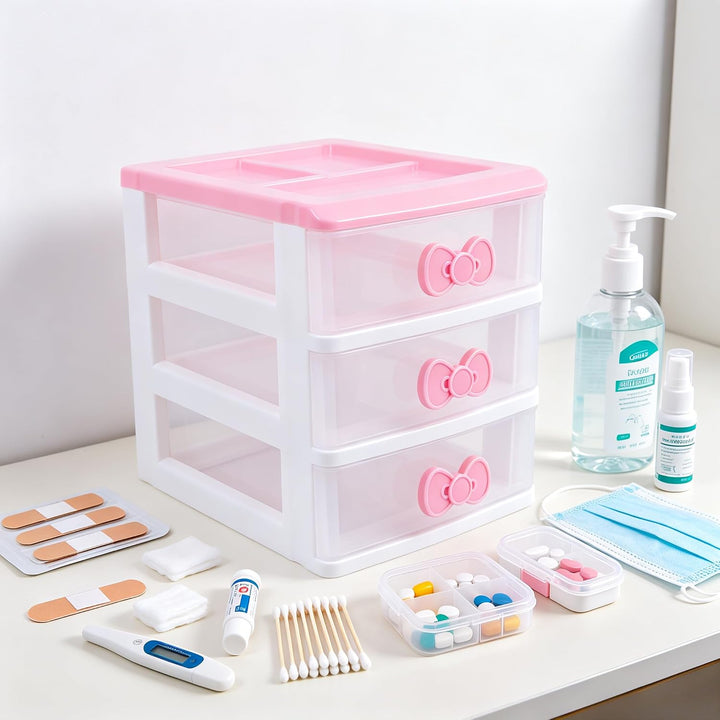 Schöne Mädchen rosa Farbe Kawaii & niedliche Desktop-Schublade Aufbewahrungsbox Empfänger Organizer