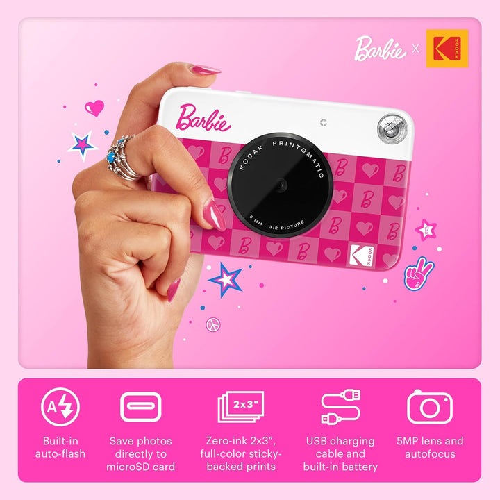 Kodak x Barbie Printomatic Sofortbildkamera in Vollfarbe Digitalkamera Barbie Deluxe-Bundle (Iconic