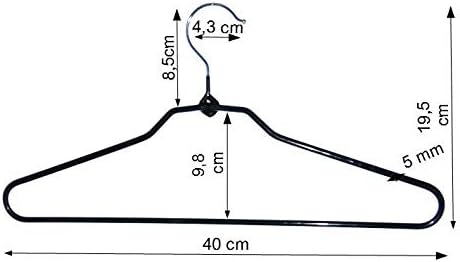 Kleiderbügel aus Metall, 10 St. Drahtbügel schwarz rutschhemmend beschichtet, mit Steg, ca. 40 cm la