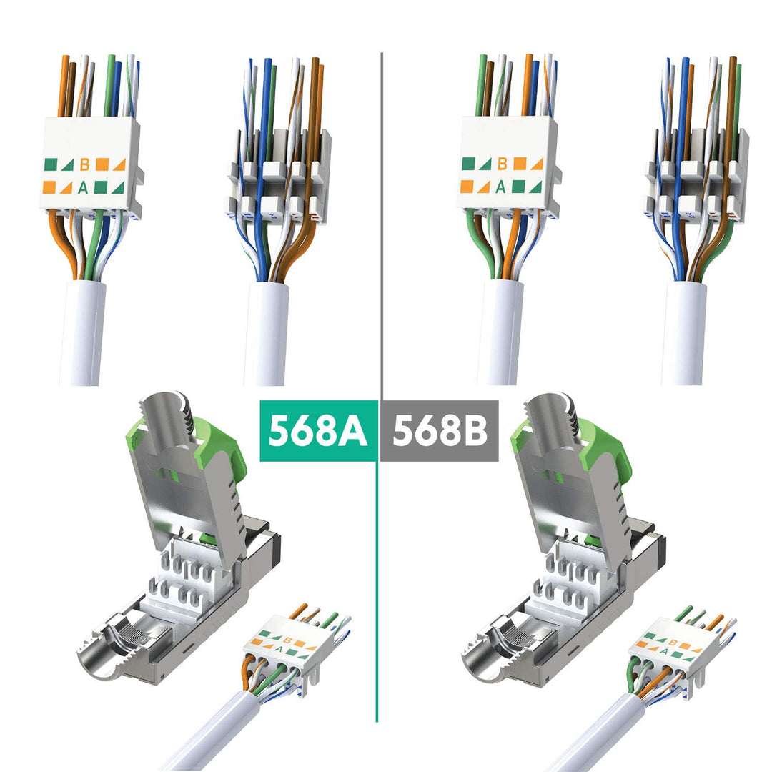 LINKUP - RJ45 Connectors Cat6A (12 Pack) Shielded Metal Die-Cast Field Modular Termination Plug | 10
