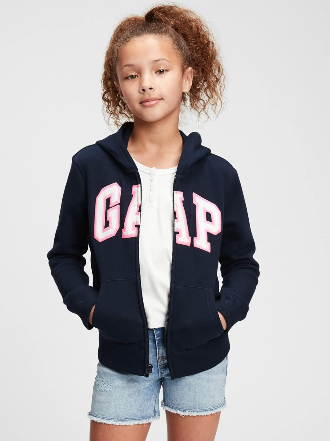 GAP Mädchen Logo Fz Kapuzenpullover XS Elysian Blue, XS Elysian Blue