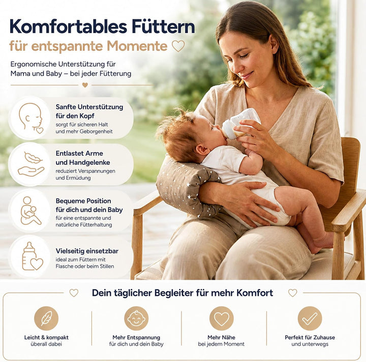 Stillkissen klein Breastfeeding und Nursing Pillow für unterwegs 20 cm - Stillmuff Armkissen und Lag