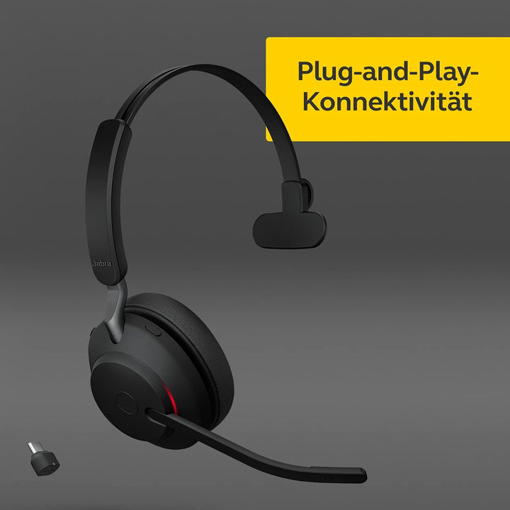 Jabra Evolve2 65 Wireless PC Headset – Noise Cancelling UC Certified Mono Headphones with Long-Lasti