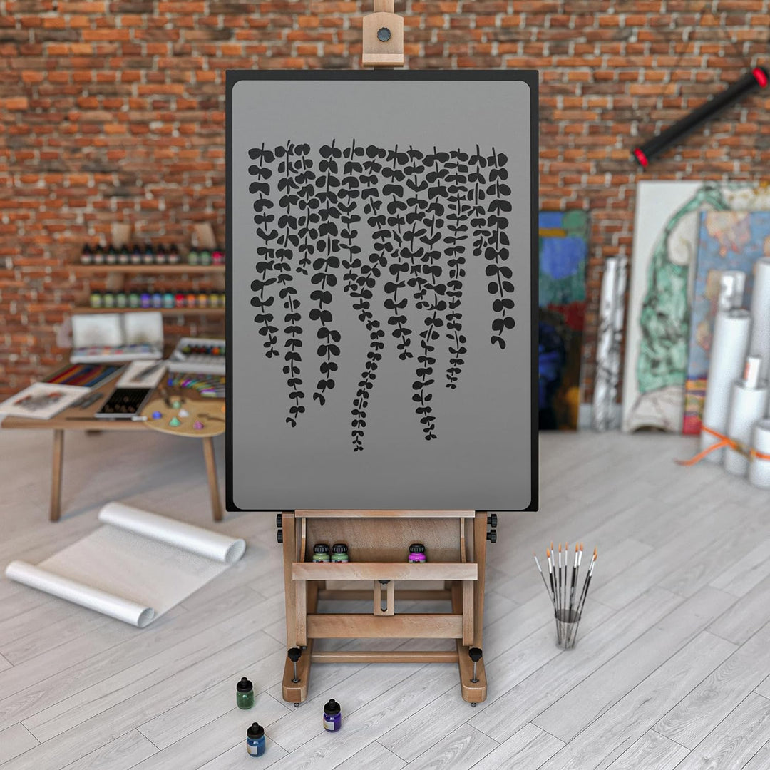Wiederverwendbare Wandschablone aus Kunststoff // HÄNGENDE BLÄTTER // Muster Schablone Vorlage (65x9