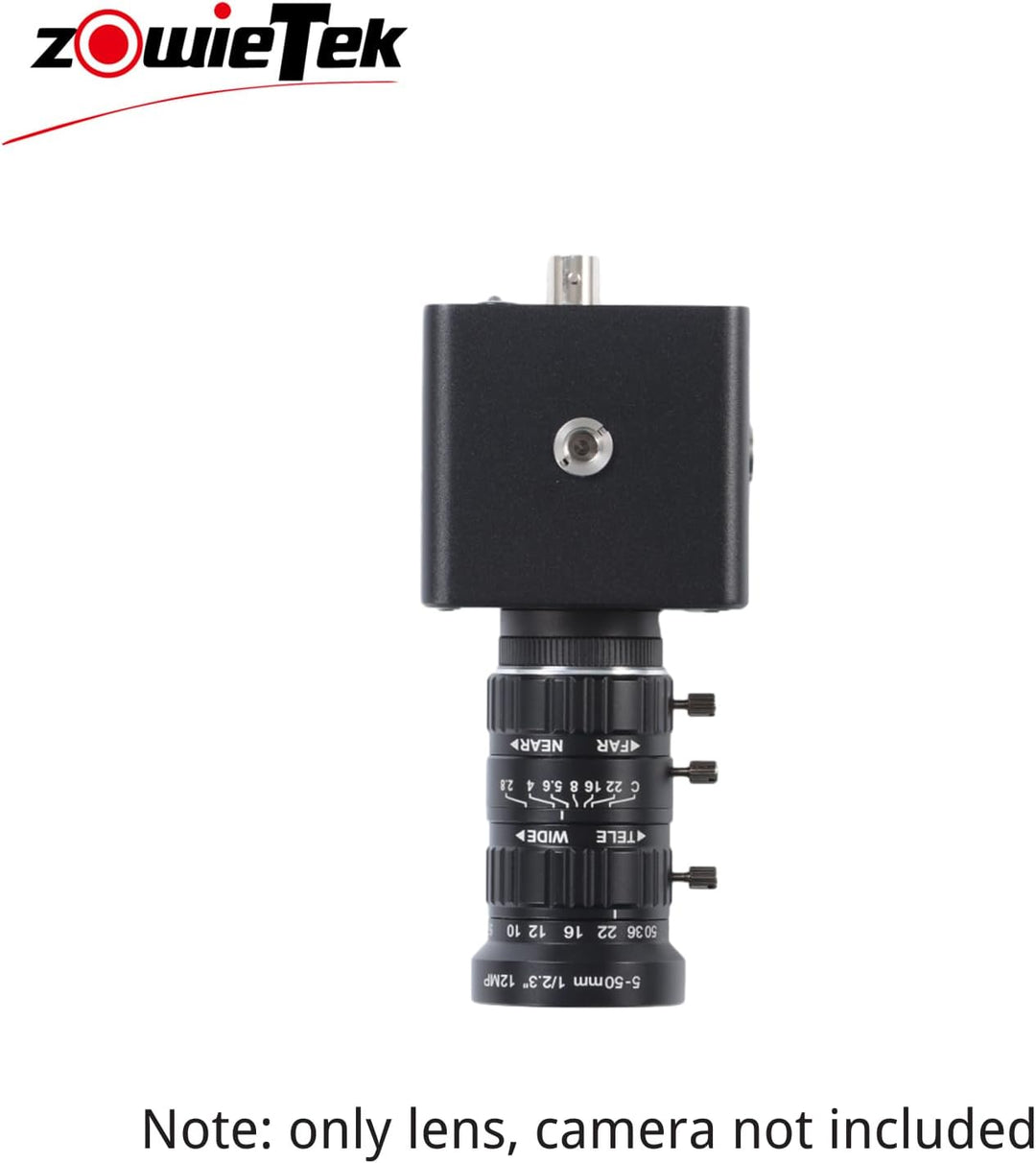 Zowietek 5-50 mm 12 MP C-Mount Zoomobjektiv mit geringer Verzerrung, mit C-CS-Adapter, für Zowietek