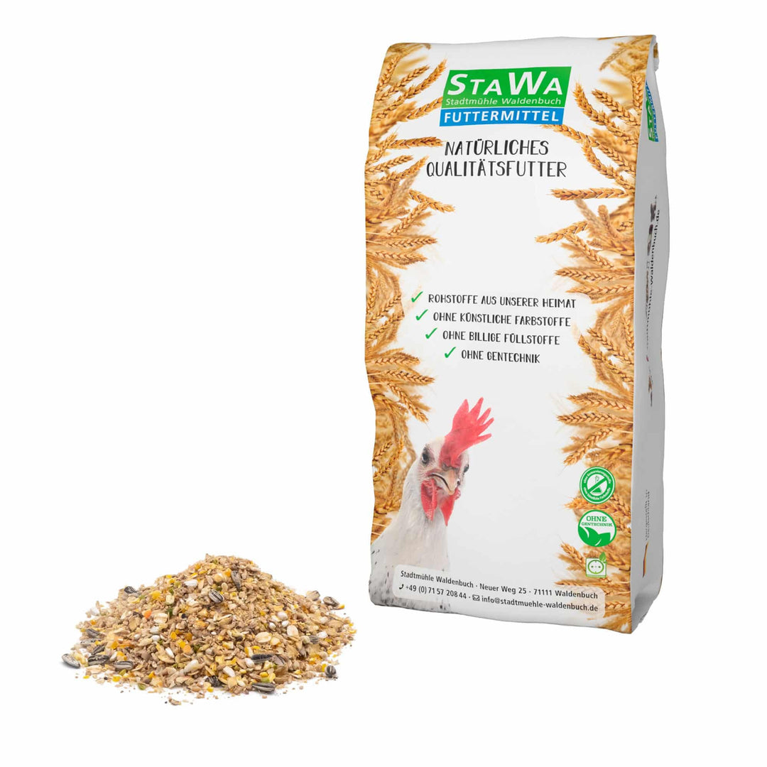 STAWA Hühnerfutter Alleinfutter gegrützt, ohne Gentechnik, ideal für Zwerghühner, 25 kg, 25 kg