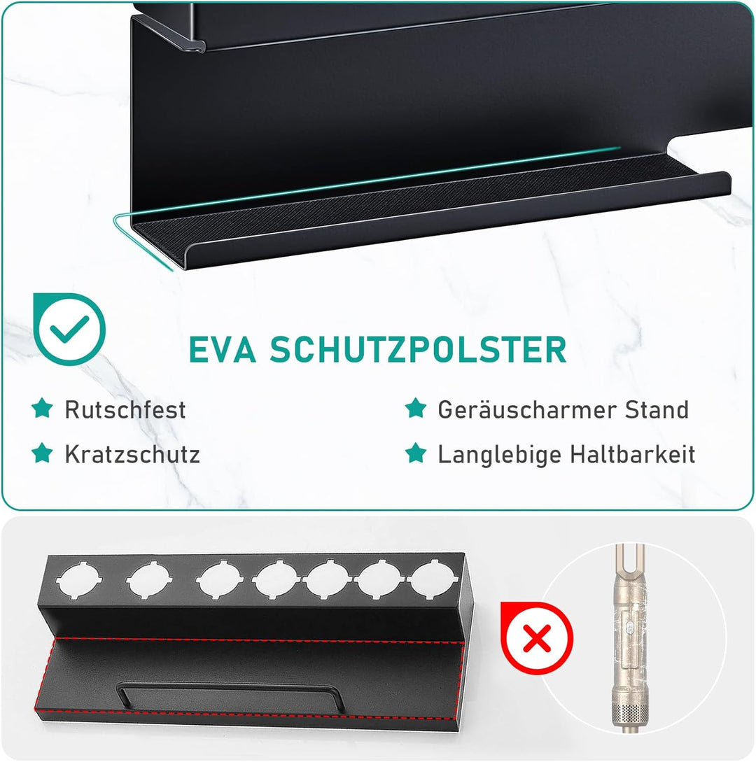 Föhnhalter Wand Ohne Bohren, Schwarz Lockenstab Styler Zubehör Wandhalterung, Metall Glätteisen Halt