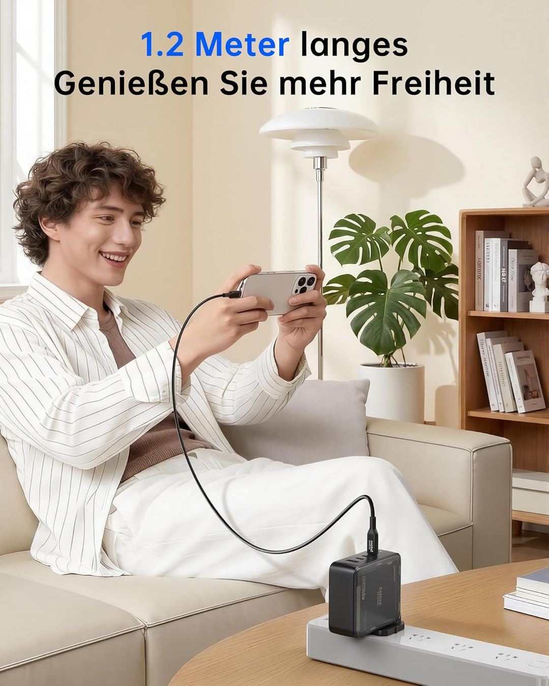 SELORE 140W USB C Ladegerät GaN 4-Port Schnellladegerät mit 2m 140W USB C auf USB C Kabel, PD 3.1 Ne