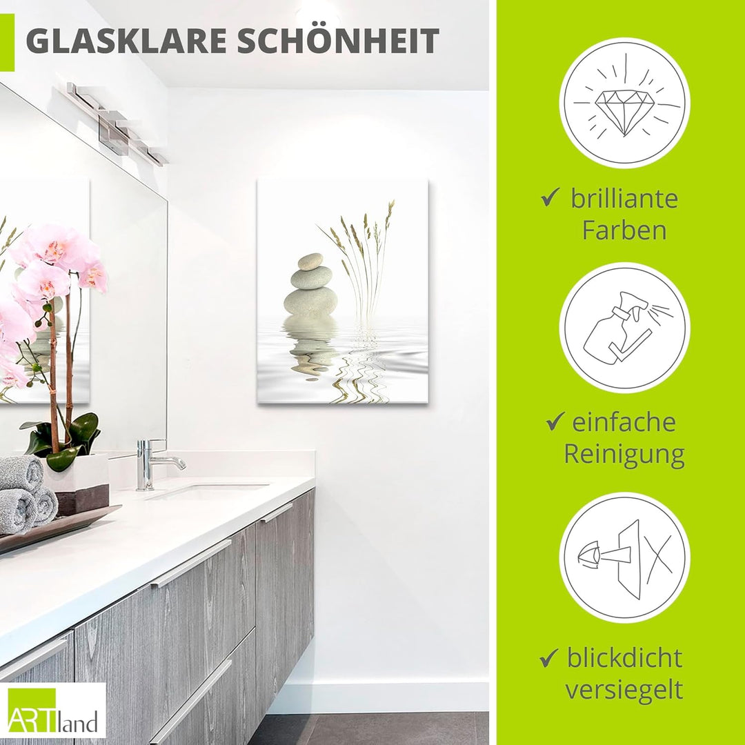 ARTland Glasbilder Wandbild Glas Bild einteilig 60x80 cm Hochformat Asien Wellness Entspannung Spa Z