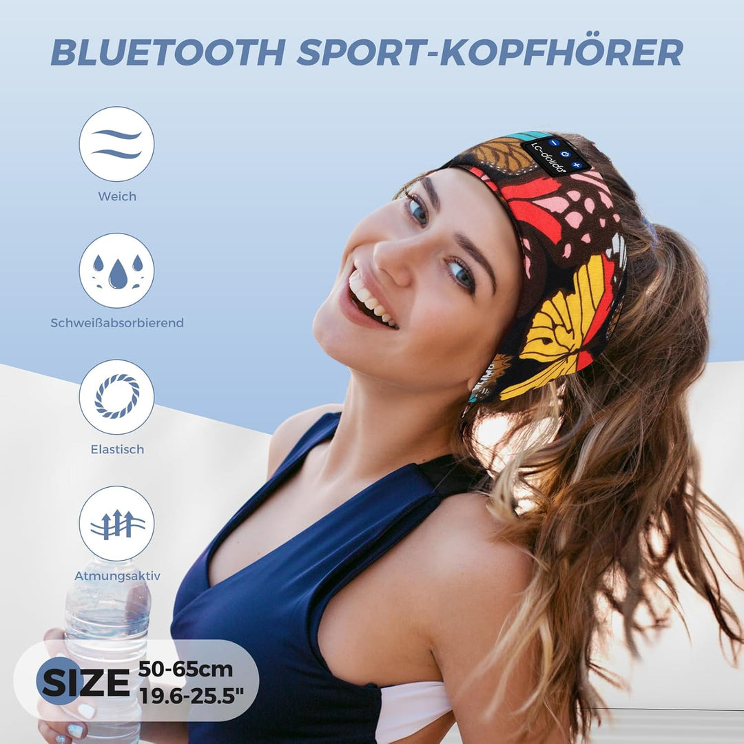 LC-dolida Schlafkopfhörer Bluetooth 5.4, Schlaf Stirnband Kopfhörer Headband Schlafmaske, Sportskopf