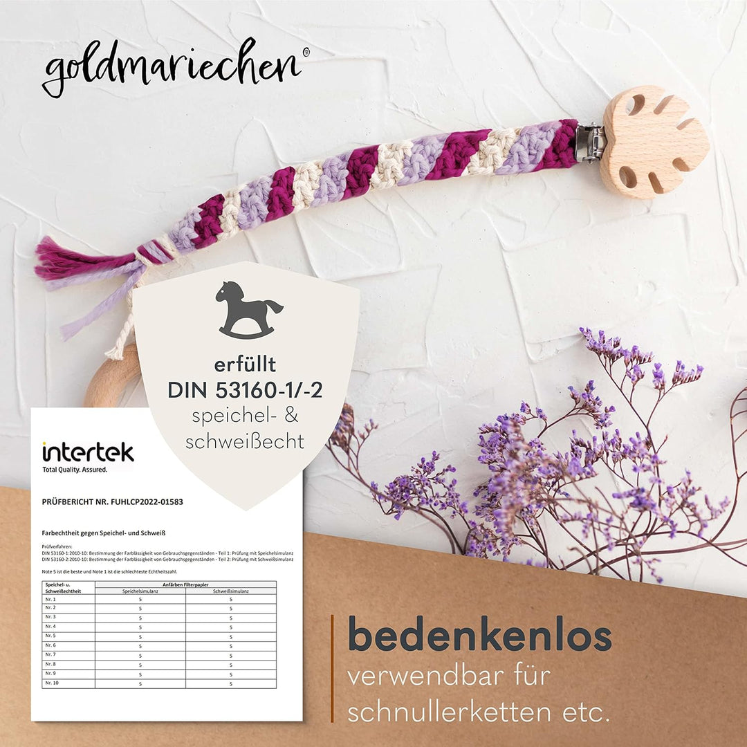 goldmariechen Premium Makramee Garn 3er Set (Naturell, Beere, Lavendel) | 3mm | 100% Baumwolle | pla