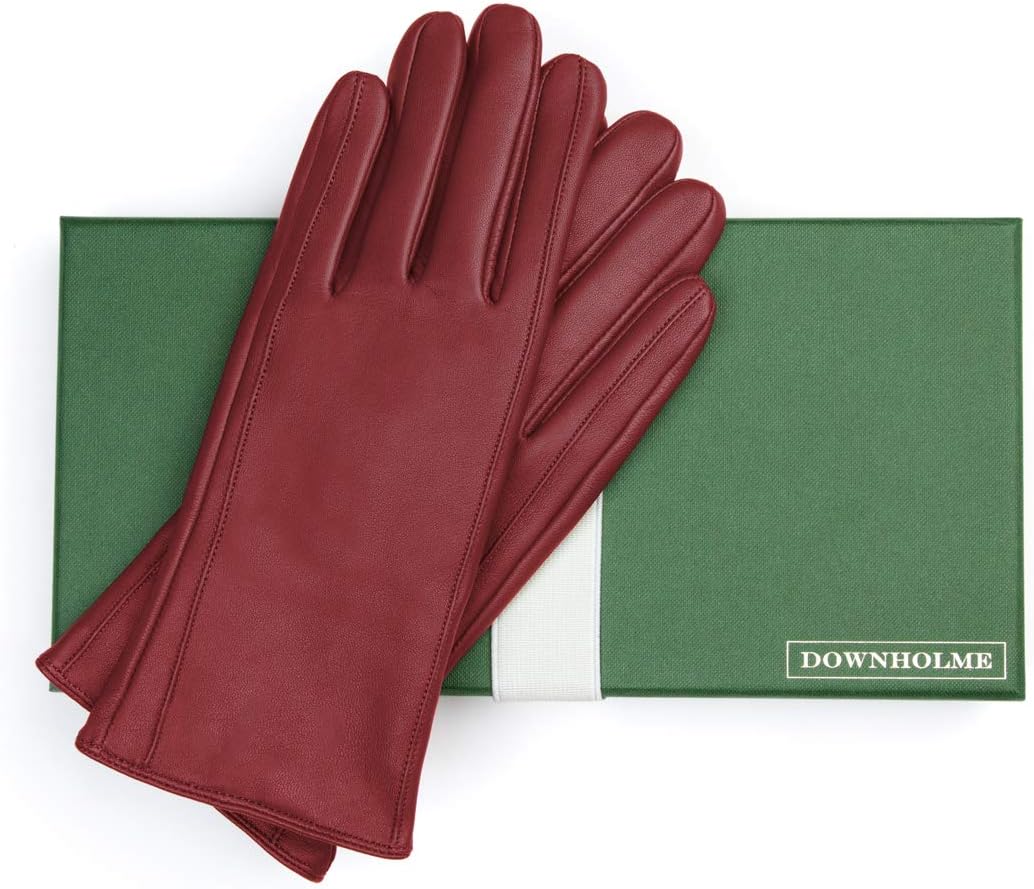 Downholme – Klassische Lederhandschuhe mit Innenfutter aus Kaschmir – für Damen XS Burgunderrot, XS