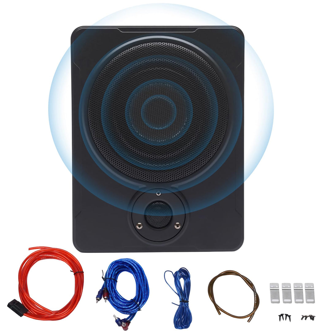 8 Zoll 600W Subwoofer Auto, Car Aktivwoofer Bass, Untersitz Lautsprecher, mit Aluminiumgehäuse, 12V