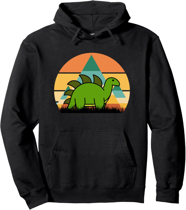 Stegosaurus - Niedliche lustige Dinosaurier Kawaii Retro Sonnenuntergang Pullover Hoodie
