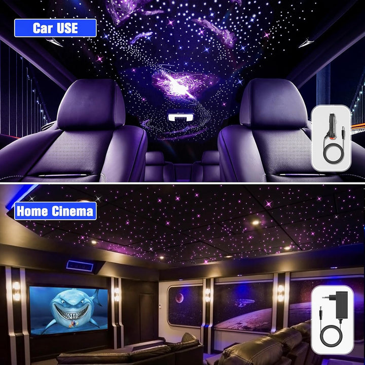 32W Twinkle Sternenhimmel Auto, 800pcs of (0.75+1.0+1.5mm)*4m Sternenhimmel Glasfaser RGBW Bluetooth