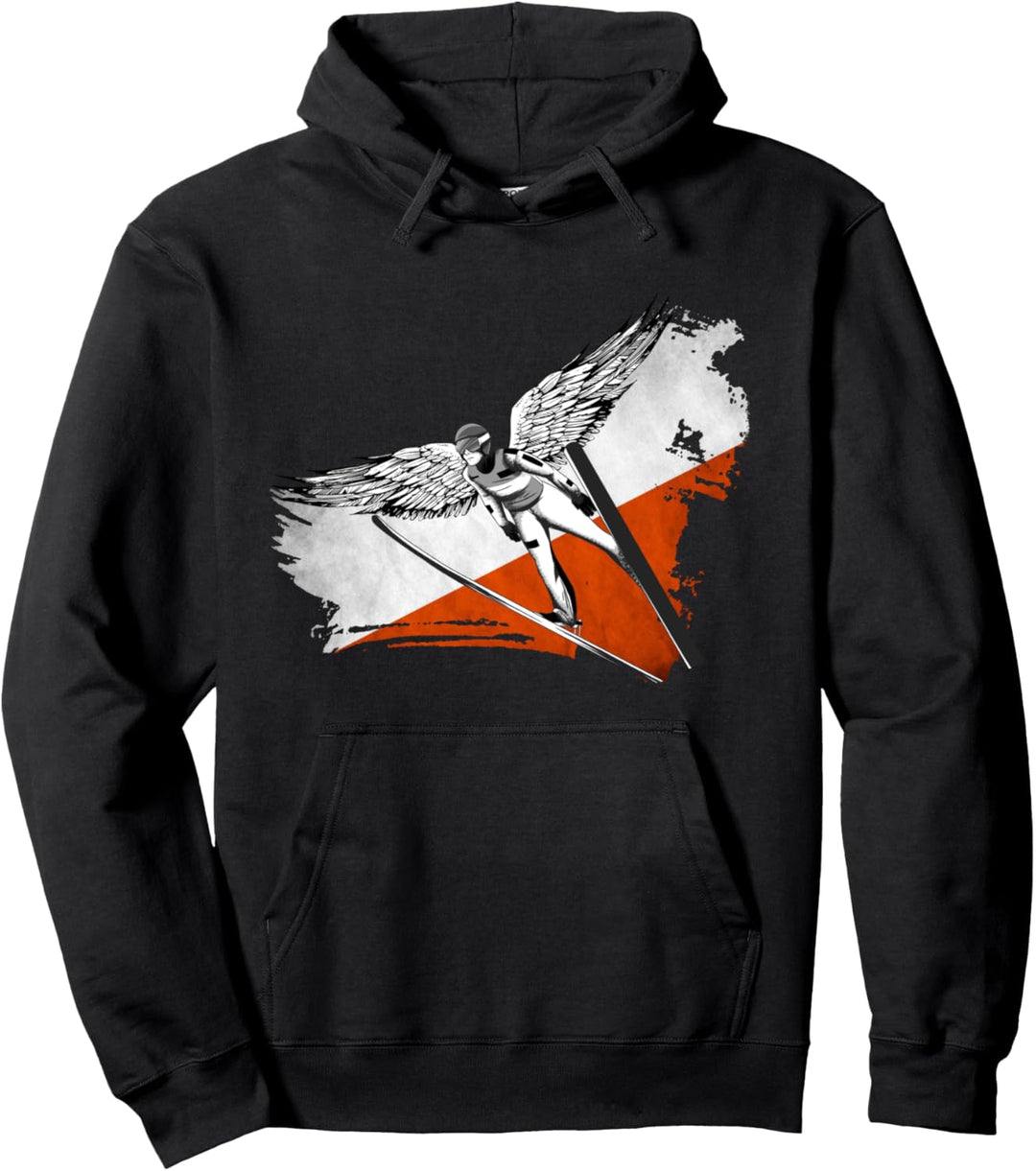 Vintage Skispringer Polen Flagge Skispringen Skifliegen Pullover Hoodie