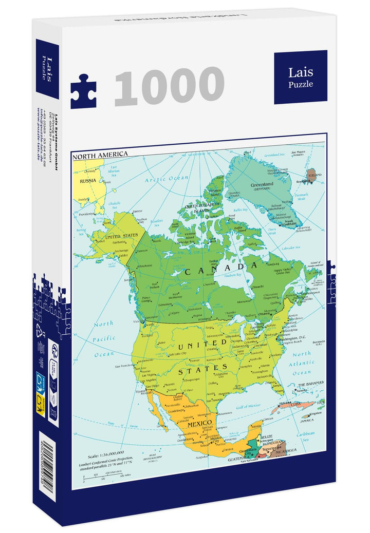 Lais Puzzle Landkarte Nordamerika 1000 Teile