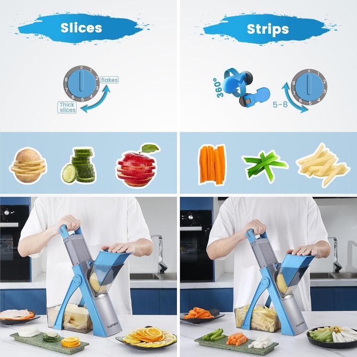 ONCE FOR ALL Gemüseschneider, Verstellbar Gemüsehobel Mandoline Vegetable Slicer Kartoffelschneider