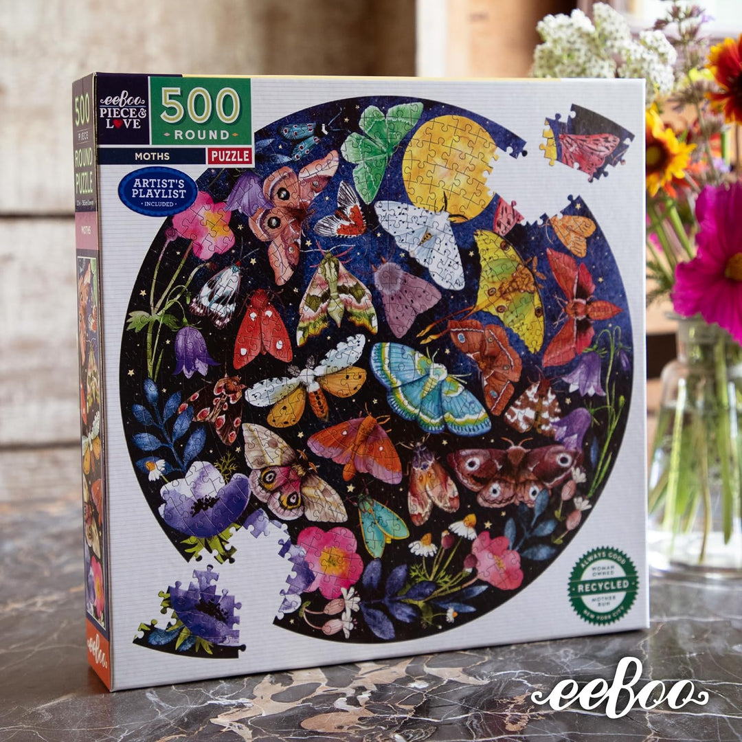eeBoo EPZFMOT Piece &amp; Love: Motten-500 Teile Puzzle Butterfly Spiel, Black, 1 EA