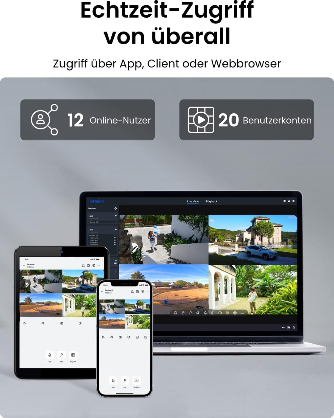 Reolink 4K Überwachungskamera Aussen Set, 8CH Videoüberwachung mit 4X 8MP PoE IP Kamera und 2TB HDD